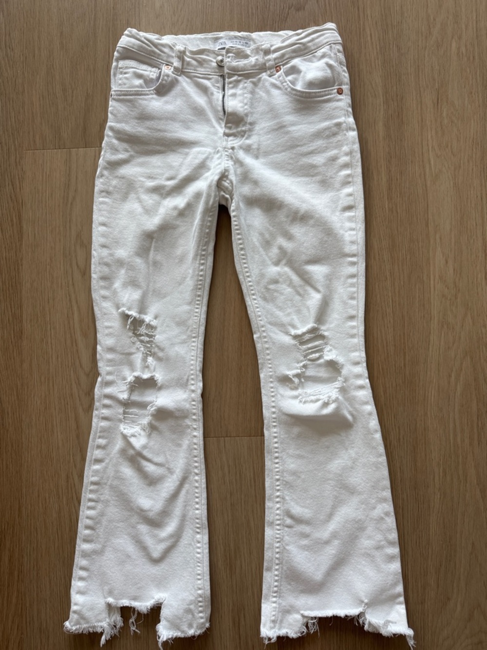 Zara kids White Distressed Flared Jeans size 11-12